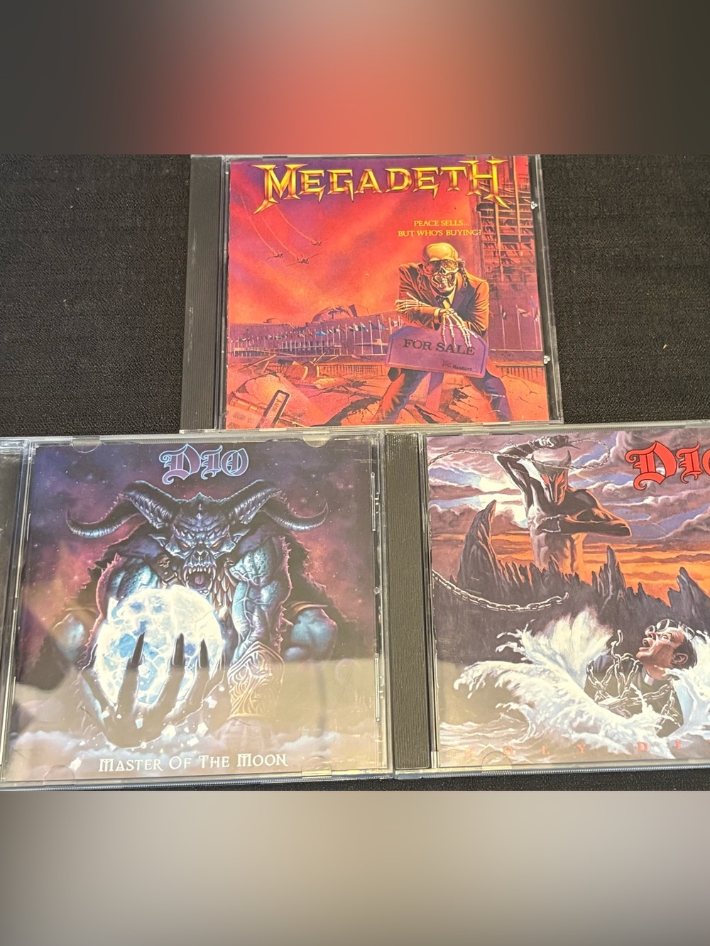 3 rock Metal cds dio & megadeath: Master Of The Moon, Holy Diver & Peace Sells